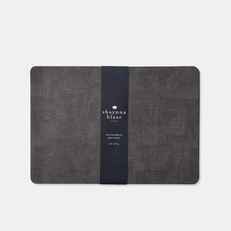 Shaynna Blaze Shayanna Blaze Mornington Faux Leather Placemats Set Of 4 Black - Image 2