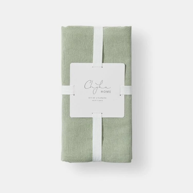 Chyka Home 4 Pack Oversized Napkin 60 X 60 Cm Sage