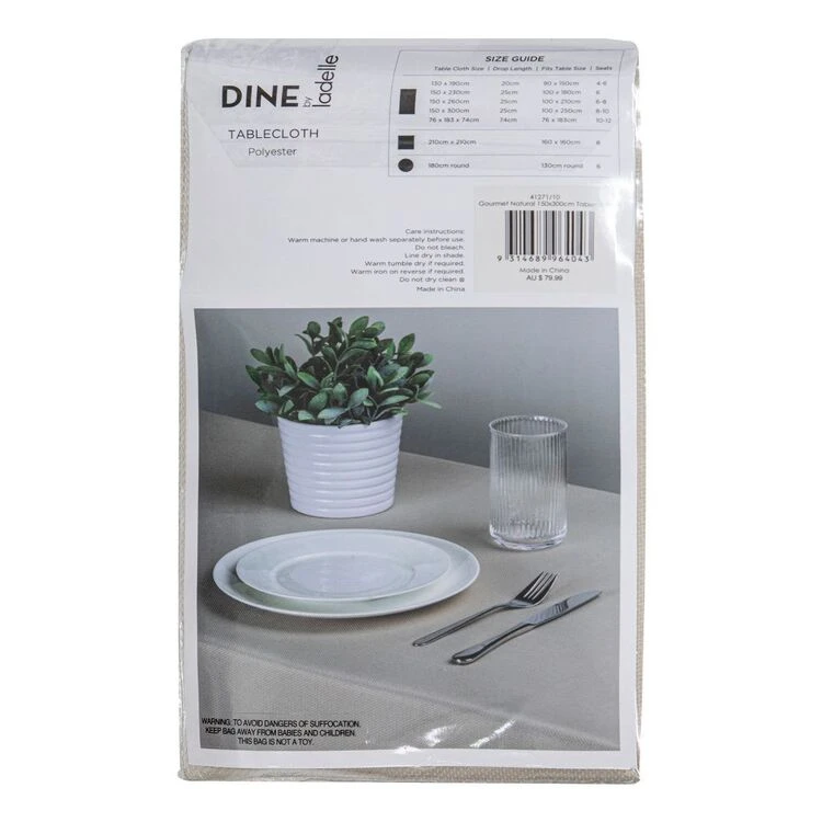 Dine By Ladelle Gourmet Tablecloth Natural 150 X 300 Cm
