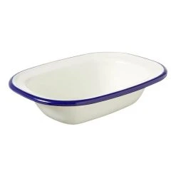 Wiltshire Enamel Oblong Pie Dish 200mL Blue Rim
